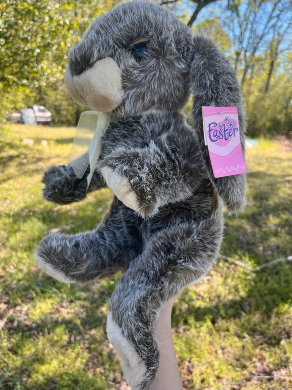 Giant nwt vintage realistic commonwealth grey bunny rabbit plush stuffed animal